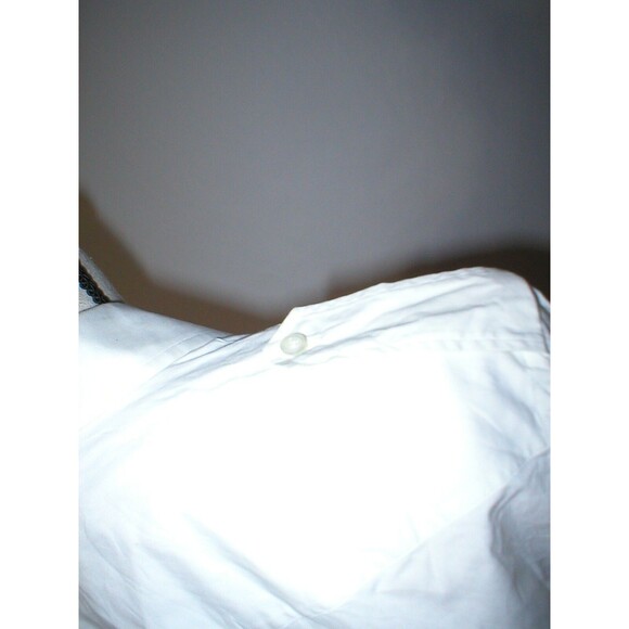 NWT New Womens L Designer PORT 57 White Top Blouse Button Down Dress Italy LS - Picture 7 of 11